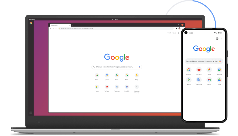 Image de Google Chrome sur un ordinateur portable et un appareil mobile