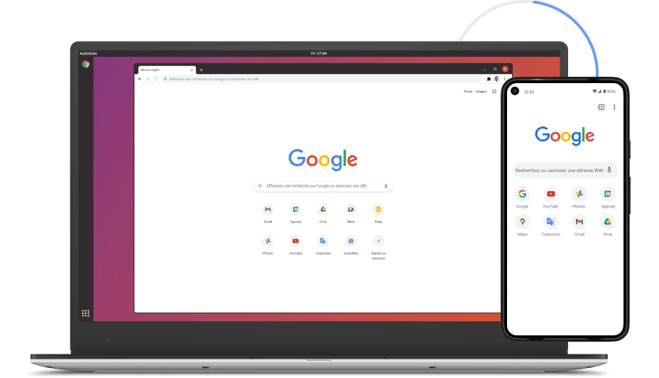Image de Google Chrome sur un ordinateur portable et un appareil mobile