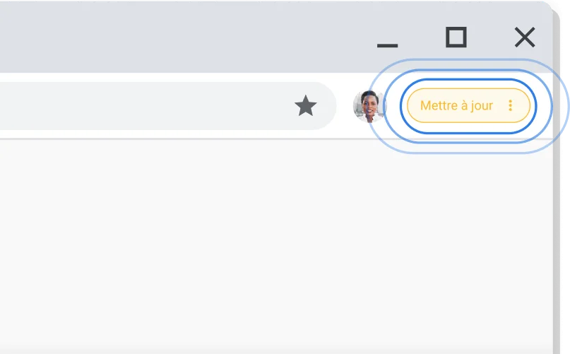Appliquer une mise à jour en attente Interface de Chrome indiquant qu'une mise à jour est disponible