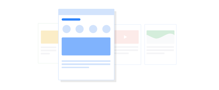 Un exemple d'interface utilisateur affiche quatre sites Web. L'un d'eux s'ouvre dans une fenêtre externe devant les trois autres.
