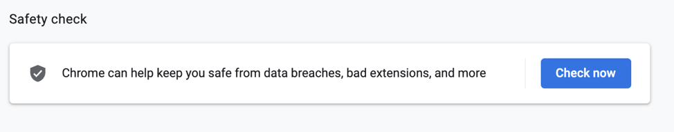 Safety Check feature in Chrome browser
