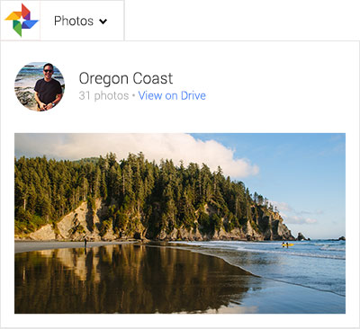 Photo du littoral de l'Oregon stockée dans Google Drive et partagée sur Google+